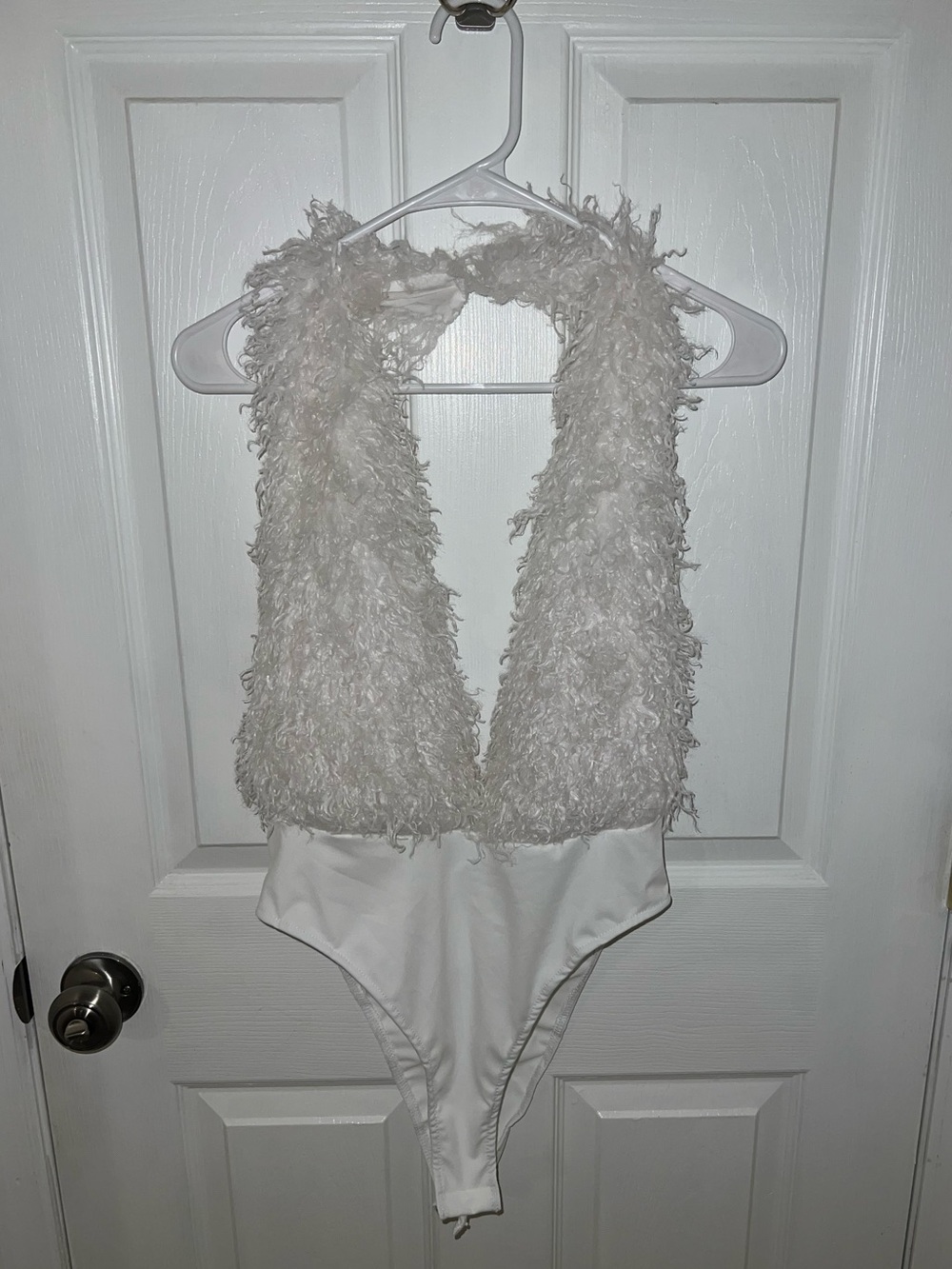 Plush Faux-Fur White One-Piece